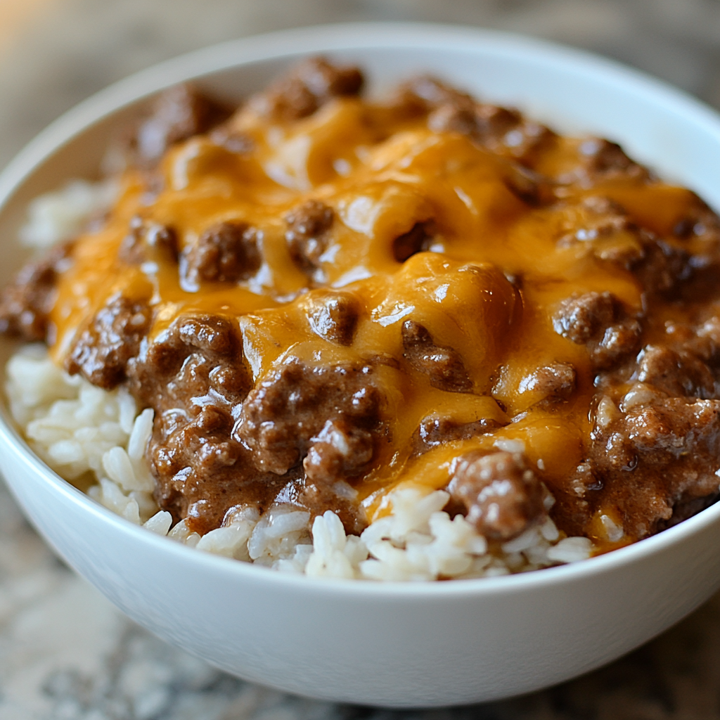 Cheesy Hamburger and Rice Slow Cooker Recipe