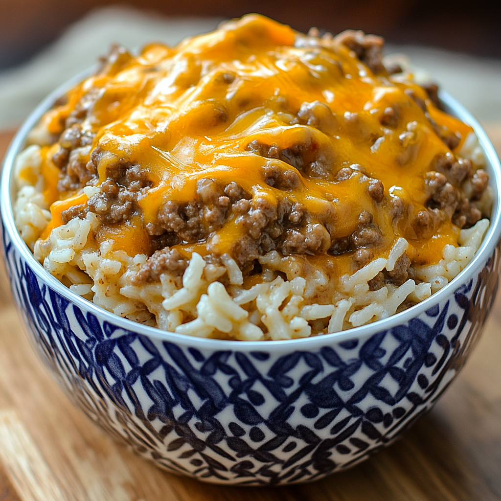 Cheesy Hamburger and Rice Slow Cooker Recipe