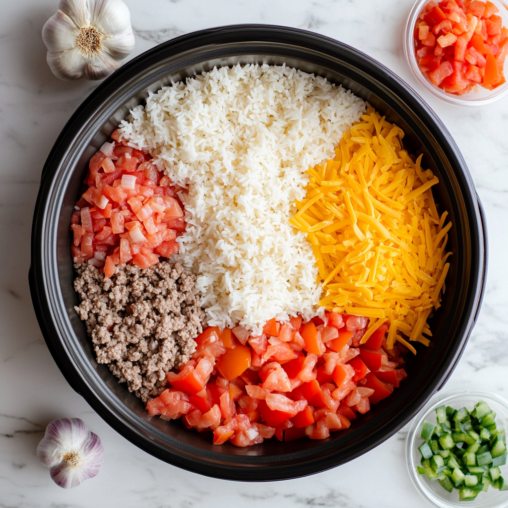 cheesy hamber and rice slow cooker recipe
