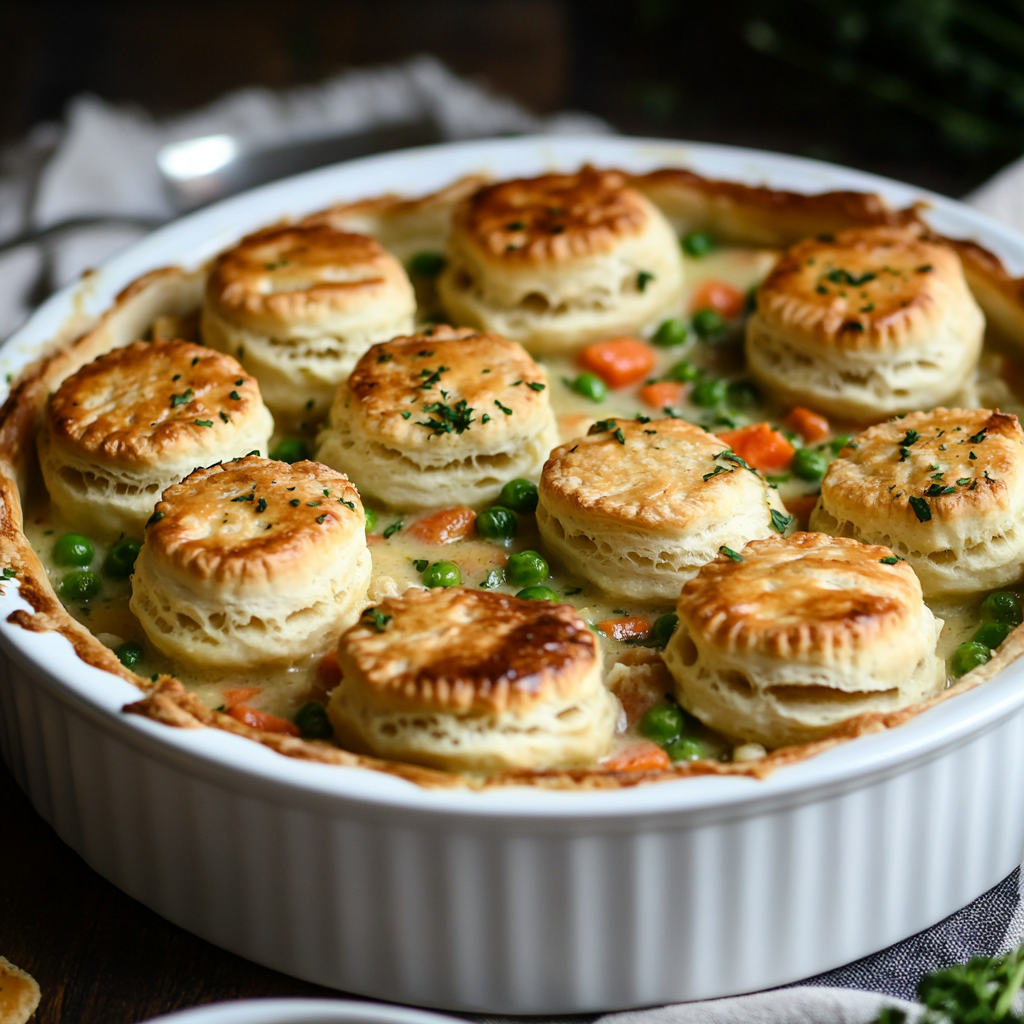 chicken pot pie with biscuits
