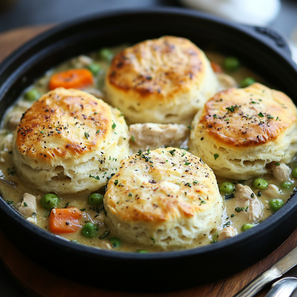 chicken pot pie with biscuits